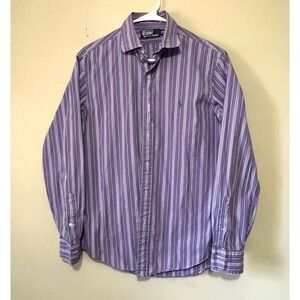 Polo Ralph Lauren Mens Striped Dress Shirt Long Sleeve Pony Logo Button M Easter